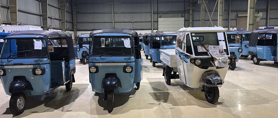 Finished vehicles, ready to leave.