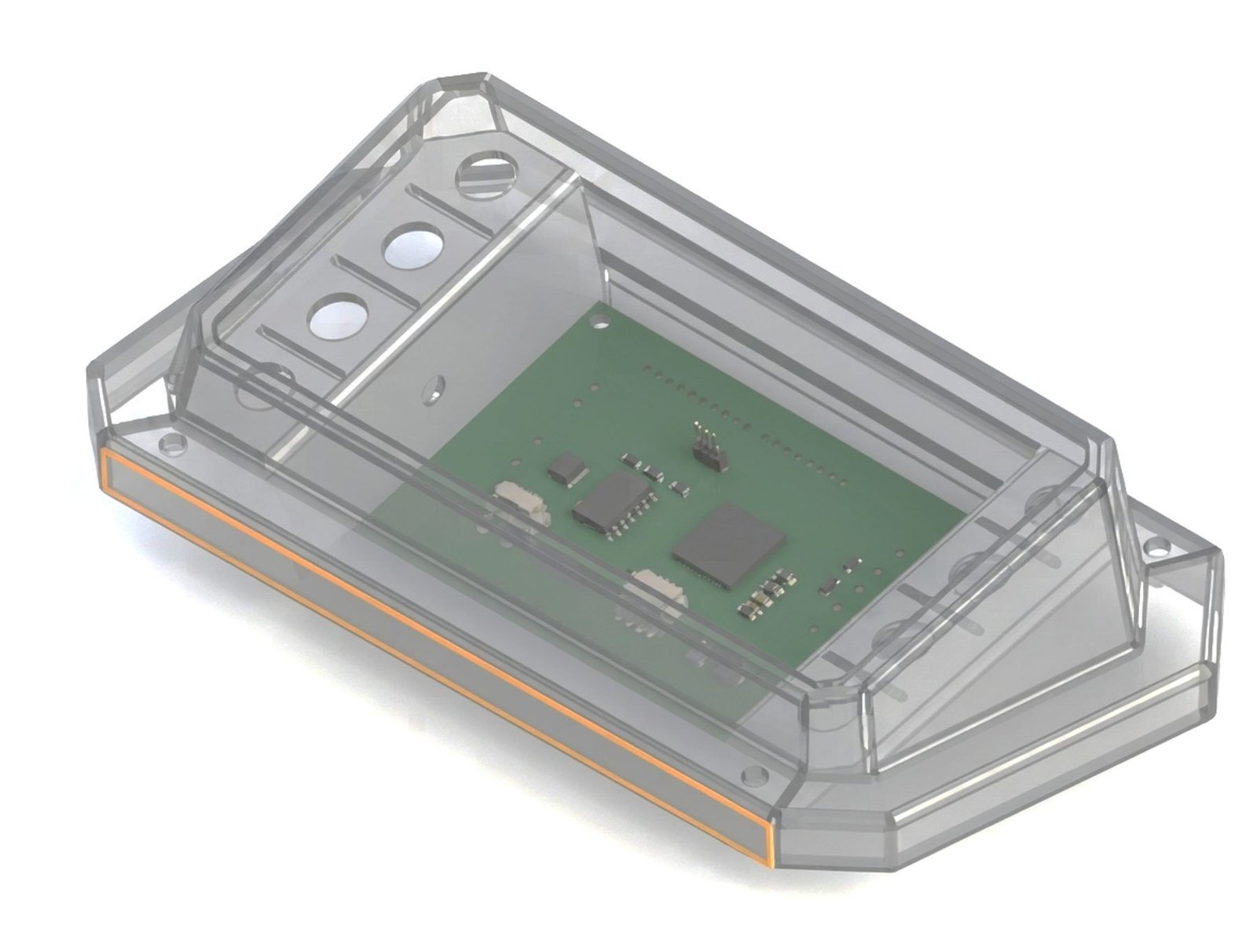 CAD of the speedometer housing with the circuit board inside