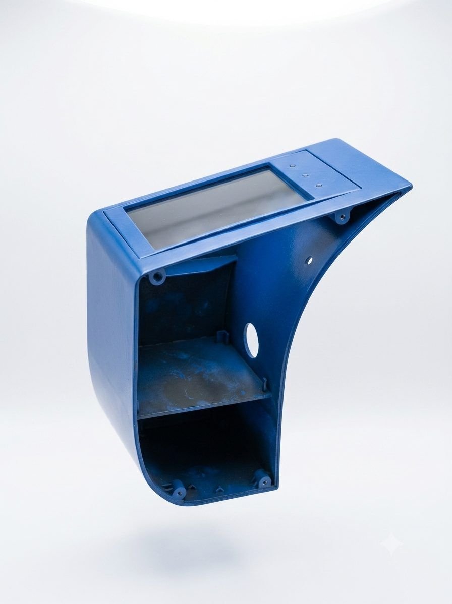 A single blue housing on a bracket