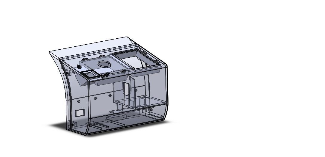 Transparent CAD view of the monorail unit showing the internals
